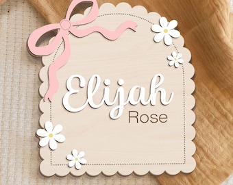 Custom Wooden Birth Stat Sign: Baby Girl Name Announcement