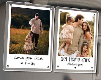 FREE PHOTO Personalized Father's Day Gift for Dad,  Custom Photo Car Visor Clip, Dad Birthday Gifts, Family Photo Keepsake, Gift for Grandpa