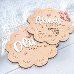 Butterfly Baby Name Sign: Wooden Birth Announcement, Baby Shower Gift image 9