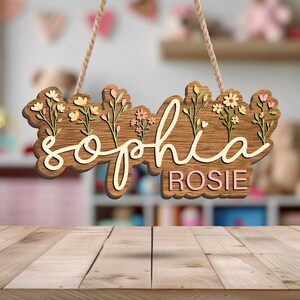 Floral Name Sign for Nursery Decor – Personalized Wooden Name Signs for ...