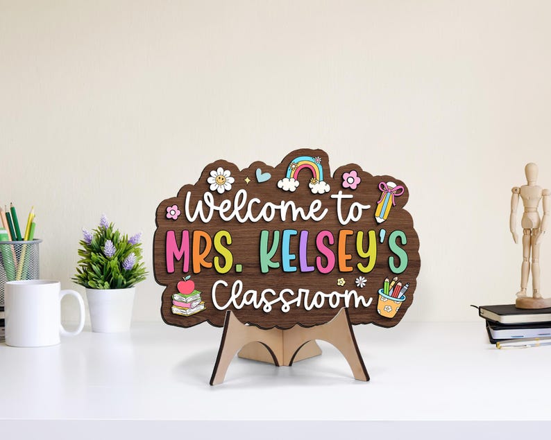 Personalized 3D Teacher Name Sign: Custom Classroom Door Hanger - Etsy