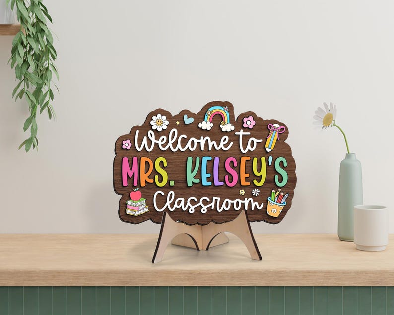 Personalized 3D Teacher Name Sign: Custom Classroom Door Hanger - Etsy