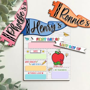 Personalized Back to School Sign, Custom First & Last Day School Sign, Kindergarten 1st Day of School Sign, First Day Wooden School Board