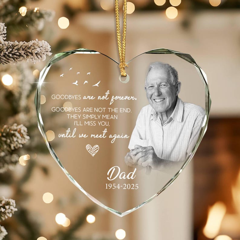 Dad Memorial Christmas Ornament: Glass Remembrance Keepsake image 13