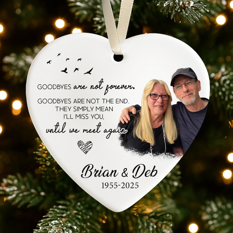 Dad Memorial Christmas Ornament: Glass Remembrance Keepsake Ceramic - Heart