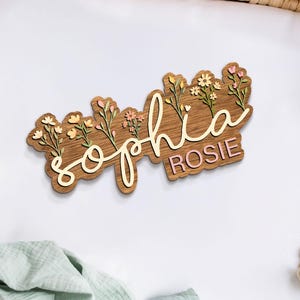 Floral Name Sign for Nursery Decor – Personalized Wooden Name Signs for ...