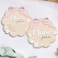 Birth Announcement Sign, Baby Announcement Sign, Pink Bow Coquette Baby Name Sign, Baby Girl Name Sign, Daisy Baby Shower Gift, Newborn Gift