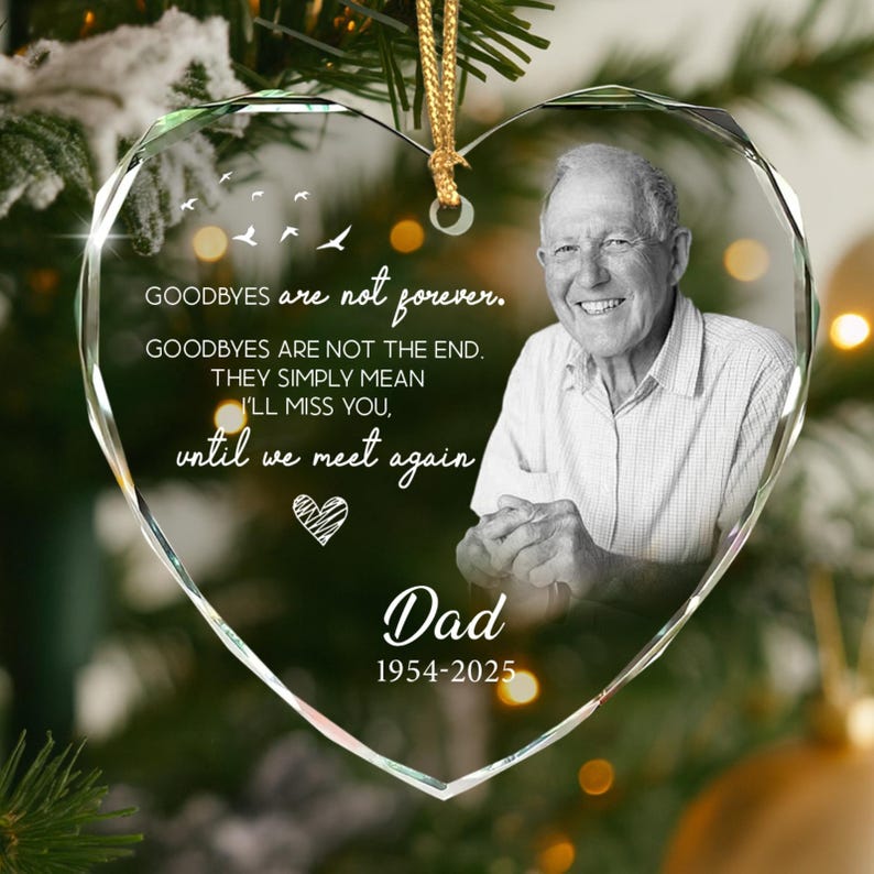 Dad Memorial Christmas Ornament: Glass Remembrance Keepsake image 1