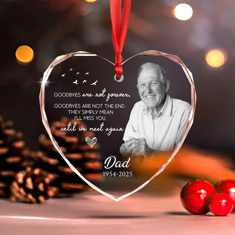 Dad Memorial Christmas Ornament: Glass Remembrance Keepsake image 9