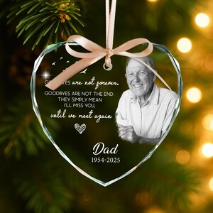 Dad Memorial Christmas Ornament: Glass Remembrance Keepsake Glass - Heart