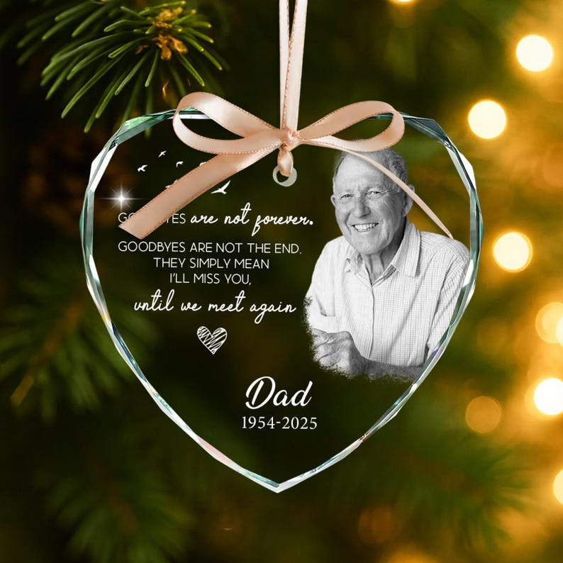 Dad Memorial Christmas Ornament: Glass Remembrance Keepsake Glass - Heart