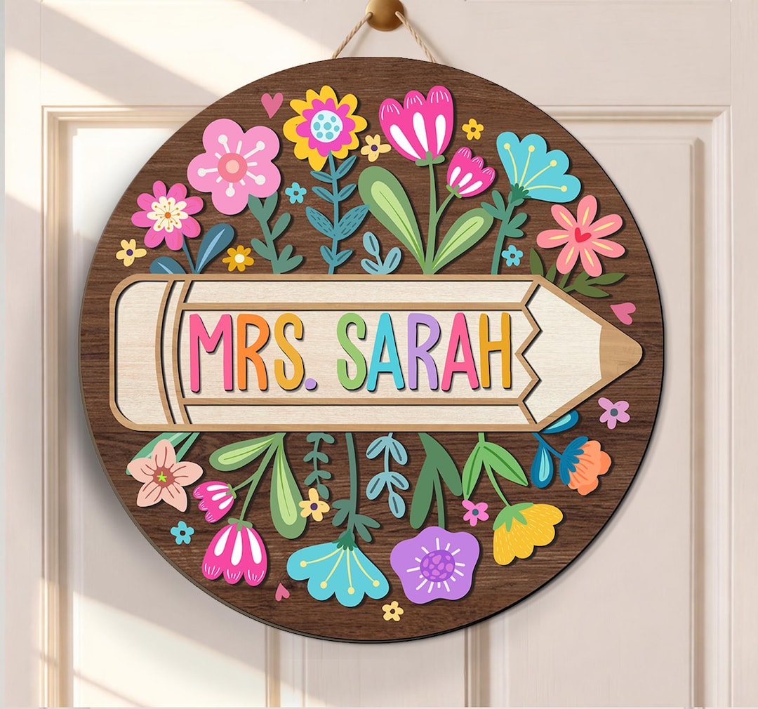 Custom 3D Teacher Door Hanger: Floral Classroom Decor - Etsy