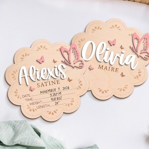 Butterfly Baby Name Sign: Wooden Birth Announcement, Baby Shower Gift image 6