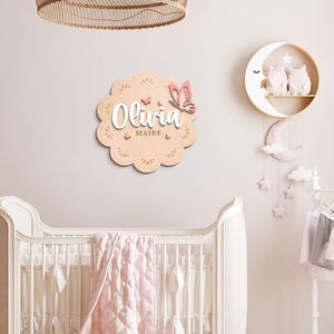 Butterfly Baby Name Sign: Wooden Birth Announcement, Baby Shower Gift image 8