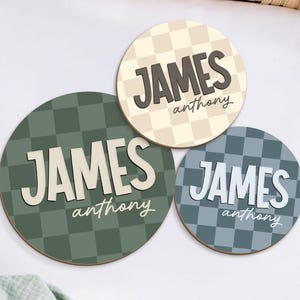 Prénom de bébé à carreaux rétro : décoration de chambre de bébé avec lettre 3D