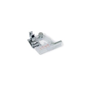 May include: A silver sewing machine foot with a clear plastic guide. The guide has markings for 5, 10, 15, and 20.