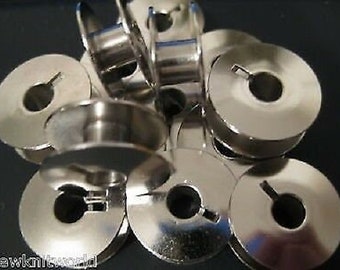 Juki Brother Janome Class L Metal Bobbins 10-Pack 55623S - TL-98E, TL-2010Q, PQ1500SL & 1600P - L Style Steel