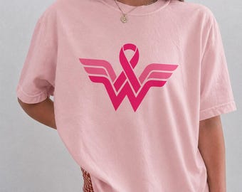 Wonder Women Comfort Colors® TShirt, Cancer Ribbon T-Shirt, Cancer Warrior, Awareness Month Tee, Cancer Fighter Gift, Cancer Survivor