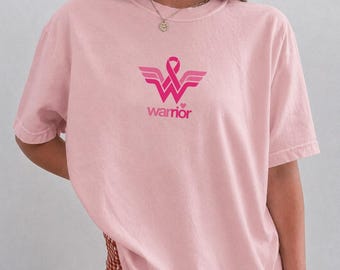 Wonder Women Warrior Comfort Colors® TShirt, Cancer Ribbon T-Shirt, Cancer Warrior, Awareness Month Tee, Cancer Fighter Gift, Survivor