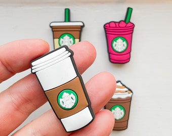 Coffee Shoe Charms, Shoe Charm Set, Dragonfruit drink Charm, Coffee Lovers, Drinks Charms, Cafe Shoe Charms, Frappe Shoe Accessories