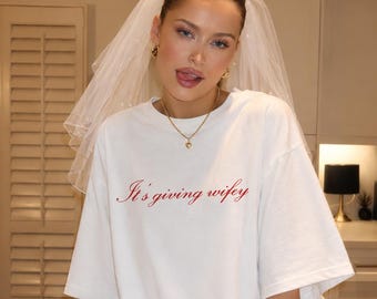 It's Giving Wifey Comfort Colors®TShirt, Custom Bride To Be Shirt, Engagement, Bachelorette Outfit, Future Mrs Tshirt, Bridal Shower Gifts