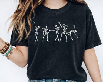 Dancing Skeleton Comfort Colors® TShirt, Halloween Party Tee,Retro The Skeleton Dance Lover T-Shirt, Spooky Season Shirt, Funny Gothic Lover