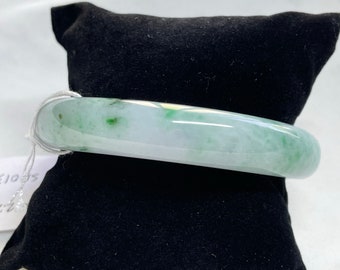 Besprenkelte Smaragdgrün Natürliche Myanmar Burma Jadeit Jade Armreif zertifiziert für sie 58 mm
