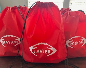 Flag Football Team Drawstring Bags - Custom Made Names, Numbers, Positions