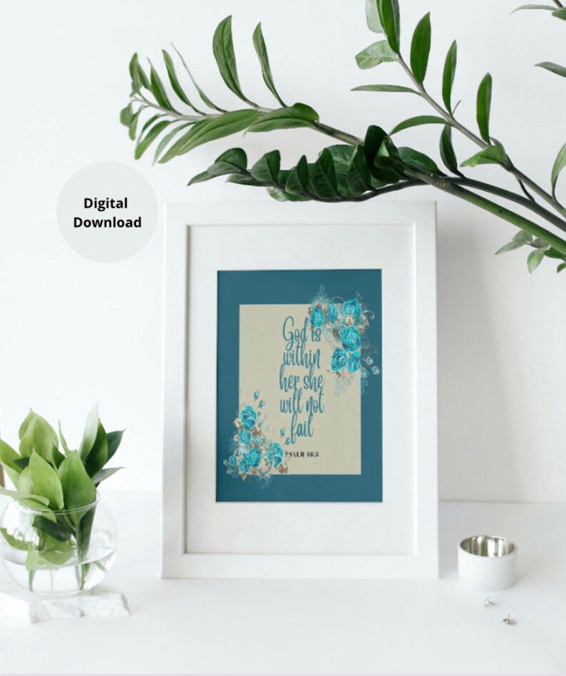 GOD is WITHIN HER Scripture Wall Art Digital Download Bible Etsy