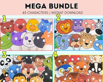 Brown Bear Activities Face Masks BUNDLE | Animal Masks, Circle Time Story Props for PreK, Kinder, Speech Therapy (Digital Download)
