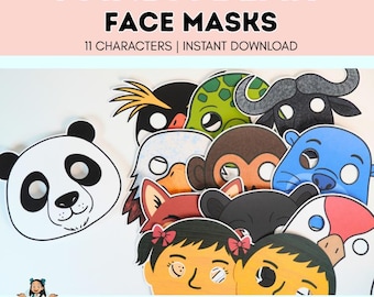 Panda Bear Activities Face Masks | Animal Masks, Circle Time Story Props for PreK, Kinder,Speech Therapy (Digital Download)