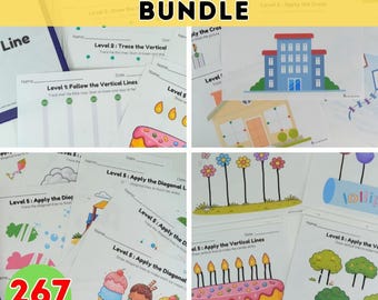 Preschool Curriculum | Prewriting Strokes Workbook Bundle | Learning Binder Low Prep for Preschool, PreK, K, OT, ABA Therapy, Homeschooling