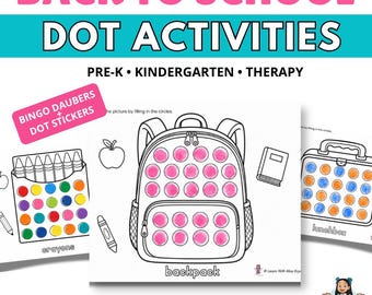 Back to School Dot Sticker Printable | Bingo Dauber Dot Marker Activity for Preschool Do a Dot Worksheets, Occupational Therapy (PDF)