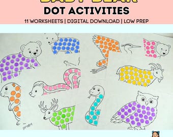 Bingo Dauber Printables | Baby Bear What Do You See Low Prep Activities | Dot Marker or Sticker Fine Motor Skills for Preschool, OT (PDF)
