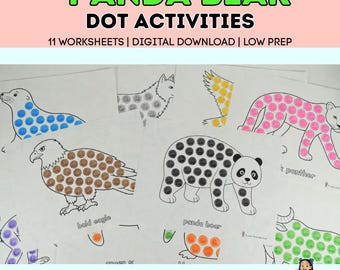 Panda Bear Dot Marker, Bingo Dauber Printables | Dot Sticker Low Prep Activities Fine Motor Skills for Preschool, OT, Homeschool (PDF)