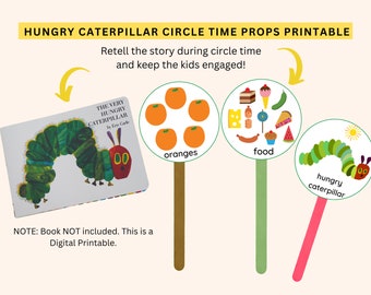 The Very Hungry Caterpillar Circle Time Props for Toddler, Preschool, Kindergarten | Story Re-Tell Reading | Eric Carle Read Aloud Digital