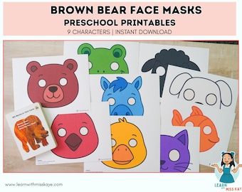 Brown Bear Brown Bear What Do You See Activities | Animal Face Masks for Preschool and Toddler | PDF Printable for Speech and Classroom