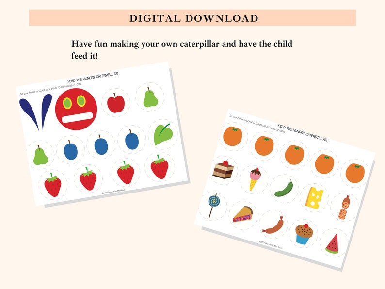 Busy Book Binder Printable The Very Hungry Caterpillar Toddler Activity Worksheet fo Preschool Kindergarten Eric Carle Digital PDF image 8