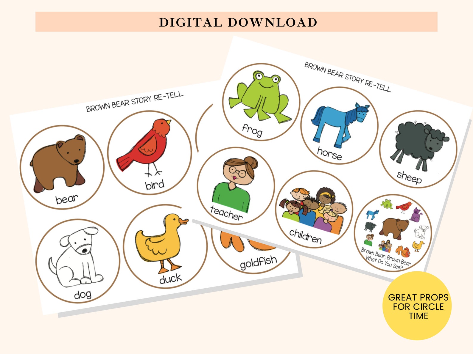 Circle Time Props for Toddler, Preschool, Kindergarten Brown Bear