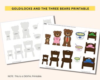 Quiet Book Toddler and Preschool Busy Binder Activity Worksheet | Montessori Busy Book | Sizes and Matching Goldilocks and Three Bears PDF