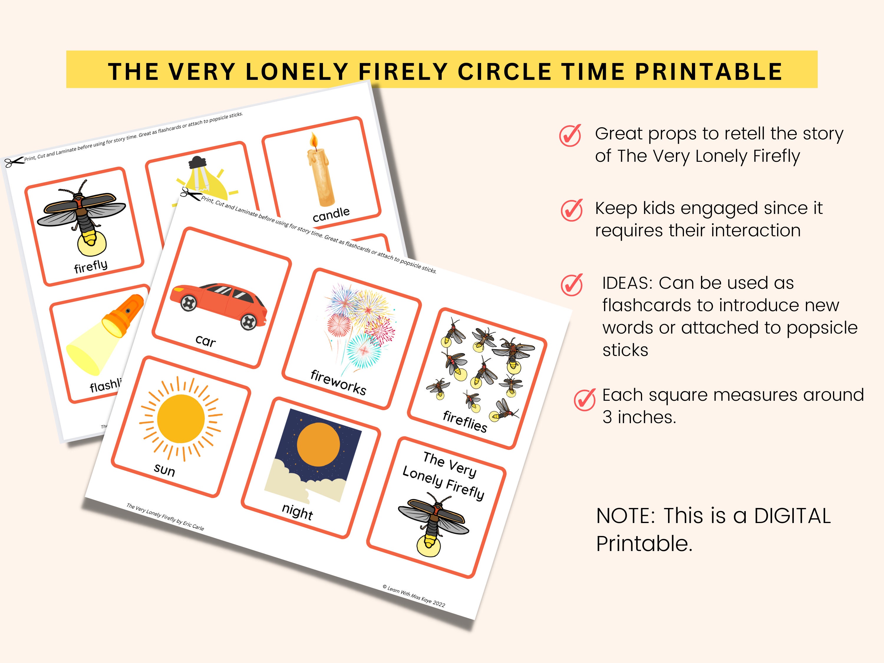 Eric Carle Firefly Story Retell Props: Speech Therapy Flashcards ...