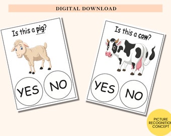 Animals Worksheet for Toddler Busy Book Binder | Preschool Kindergarten Binder | Farm Animals Busy Book | Yes No Animals Digital PDF