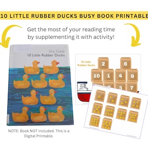 10 Little Rubber Ducks Busy Book Printable | Activity Worksheet for Toddler or Preschool Learning Binder | Counting Activity | Eric Carle