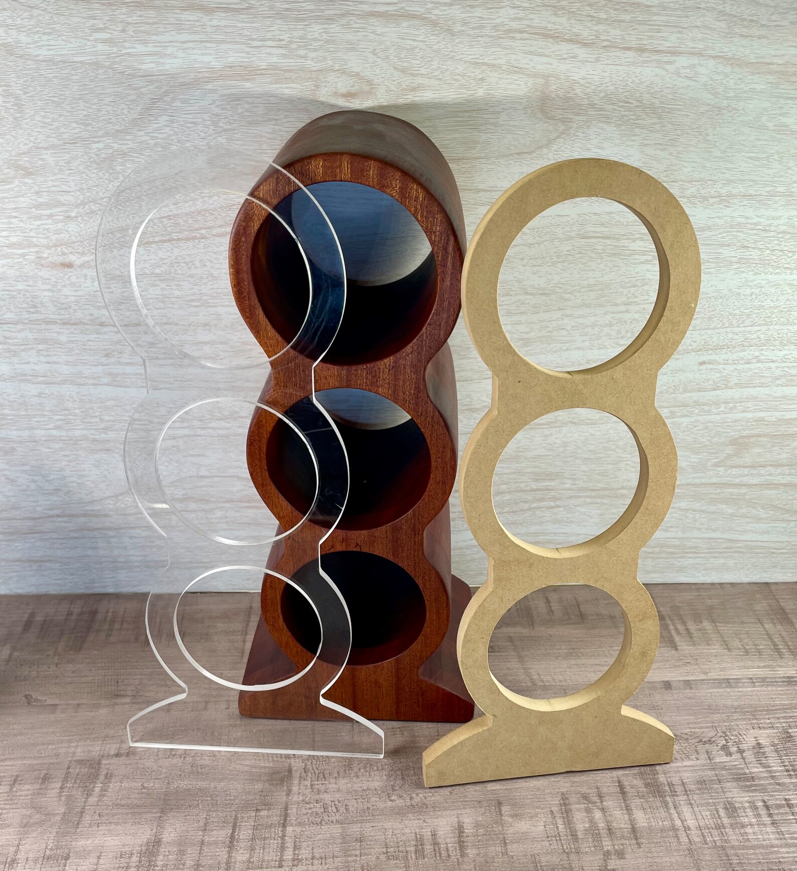 3 Bottle Wine Rack Router Template. Clear Cast Acrylic or MDF, Woodworking Template, Woodworking