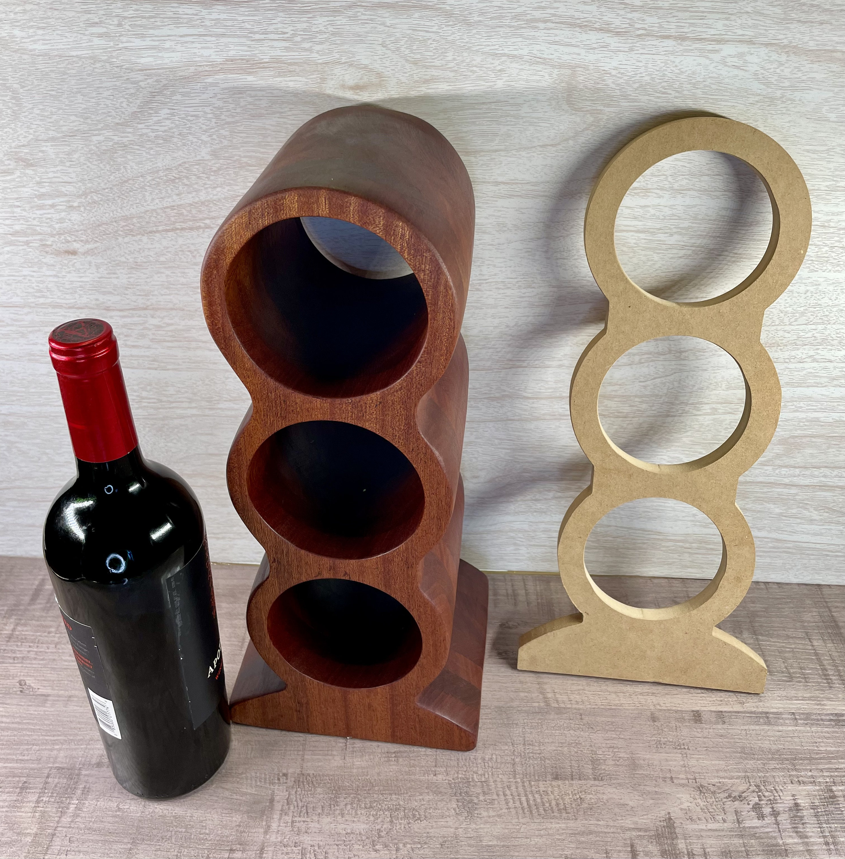 3 Bottle Wine Rack Router Template. Clear Cast Acrylic or MDF, Woodworking Template, Woodworking