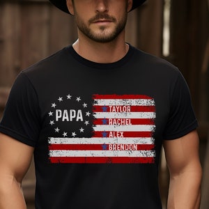 Personalized Papa T shirt, Custom name Grandpa Shirt Fist Bump Grandchild names,  Custom Poppy Pop Pop Shirt, Fathers Day Shirt for Grandpa