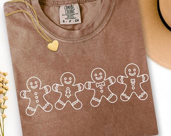 Weihnachts-Lebkuchen-Plätzchen-Hemd, Komfortfarben, festliches Feiertags-Outfit, Frauen Xmas Grafik-T-Shirt, Frauen Xmas Grafik-T-Shirt, Lebkuchen