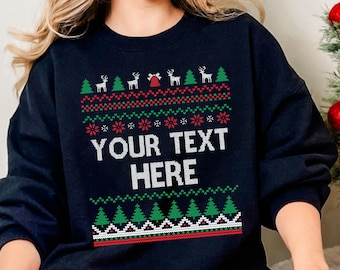 Benutzerdefinierte hässliche Weihnachten Pullover, personalisierte Weihnachten Sweatshirt, hässliche Weihnachten Pullover Frauen, benutzerdefinierte Text Weihnachten Sweatshirt, hässliches Christma