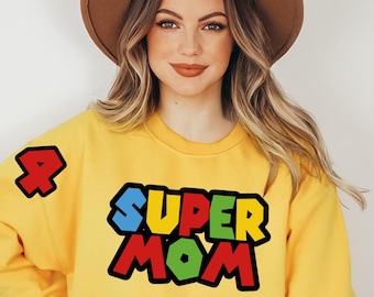 Benutzerdefinierte Super Mario Sweatshirt, benutzerdefinierte Super Mario Party Sweatshirt, Super Mario Familie Passendes Sweatshirt, Super Mama Papa Sweatshirt