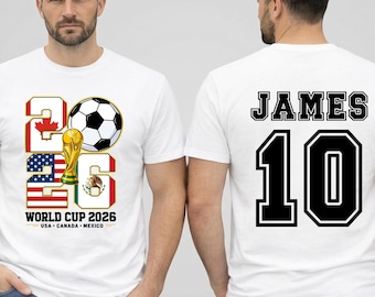 Personalisiertes WM 2026 T-Shirt mit Name und Nummer, USA Kanada Mexiko Fußballfan-T-Shirt, personalisiertes Fußballtrikot, Fußballgeschenk